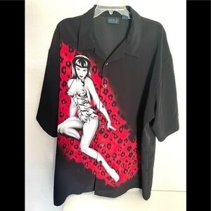 MT12 Retro pinup girl button down casual lounge shirt size XXXL